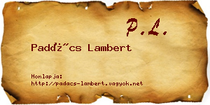 Padács Lambert névjegykártya